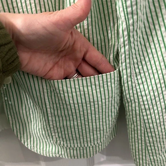 TOMMY HILFIGER Women’s Striped Seersucker Fitted Blazer size M - Picture 4 of 14